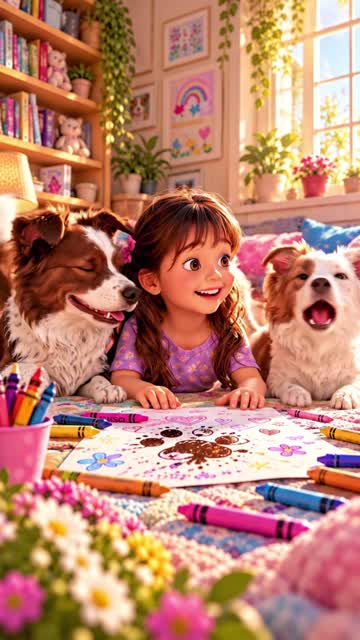 Luna, Rossi and Vicky drawing together
